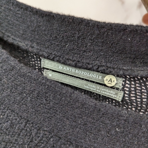 By Anthropologie Sweater Womens Medium Black Boat Neck Slouchy Oversized - Picture 3 of 12